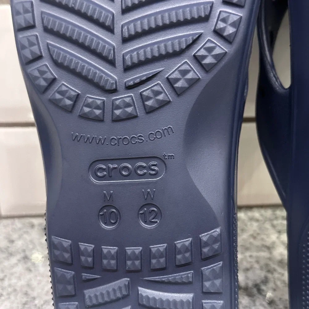 Crocs Mens‎ M 10/W 12 Navy Blue Comfort Flip Flops Sandals Shoes